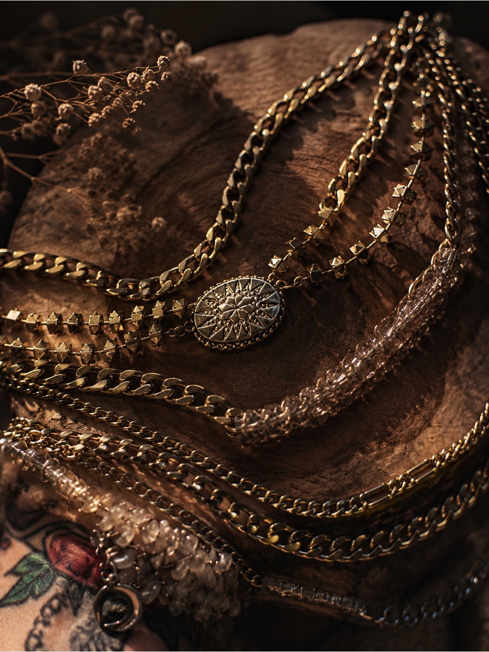 Free People Layered Brass-Tone Multi-Chain Necklace - Brass - Picture 3 of 4